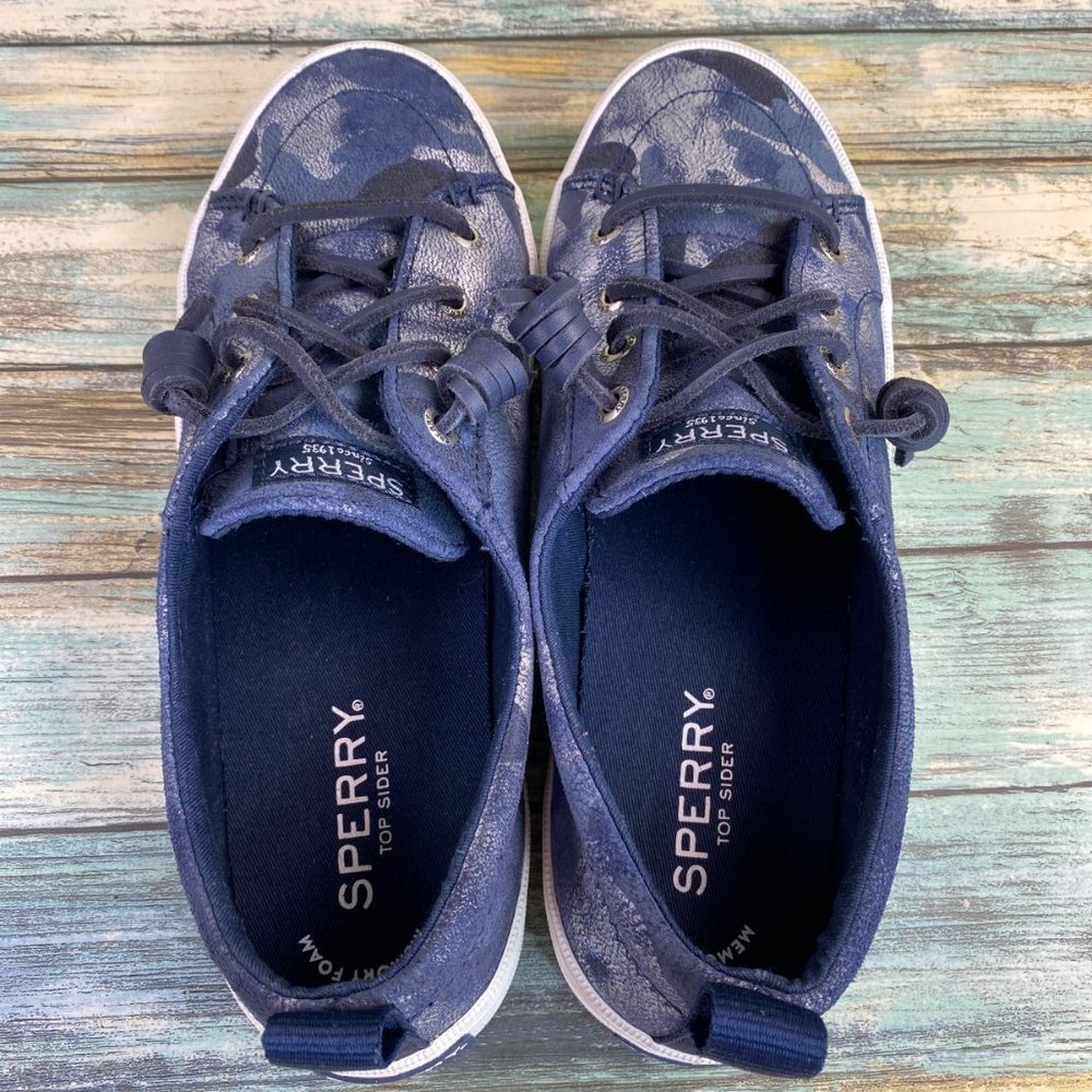 Sperry Crest Vibe Sneakers Womens Size 6.5M Blue Camo Print Slip On Casual Shoes - Picture 5 of 11